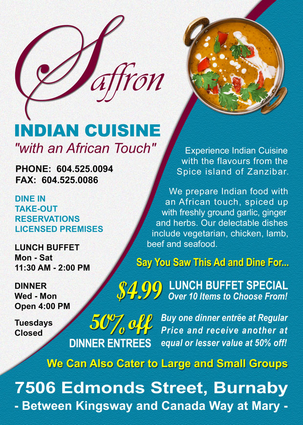 Saffron Indian Cuisine Ad