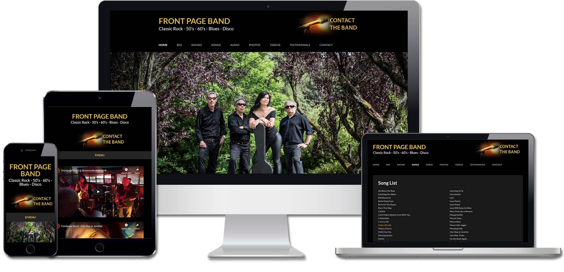 Front Page Band Vancouver Website
