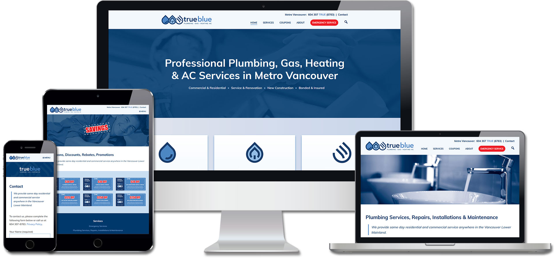 True Blue Plumbing Website